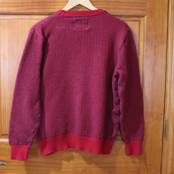 Weather Proof Red Print Sweater 100% Cotton Medium - Picture 7 of 9